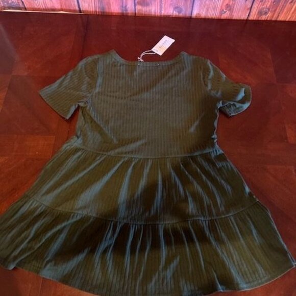 Ellison Womens Olive Green Tiered Short Sleeve Top flared - Picture 5 of 5